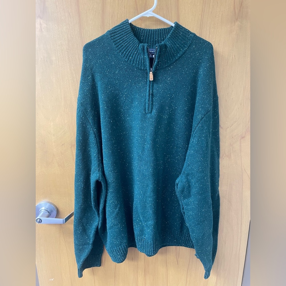 Crown & Ivy Mens Sweater 1/4 Zip Green Size 3XL